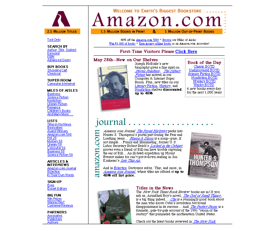 The image presenting initial interface of Amazon.com